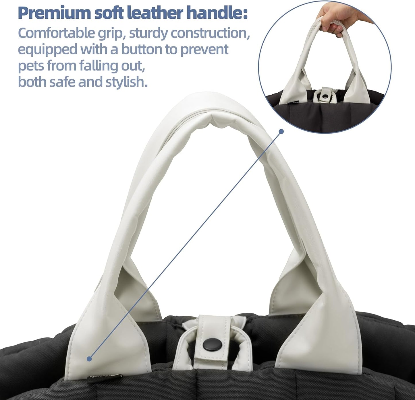 Dog Carrier for Medium Dogs, Travel Purse for Dogs up to 15 Lbs with Poop Bag Holder, Dog Collar Clip, Double-Sided Pad, Adjustable Leash, Waterproof Washable Bag, Monet Grey