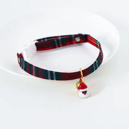 Christmas Holiday Cat Collar Adjustable Neck Strap Puppy Kitten Chihuahua Collars with Pendant Pets Rabbit Necklace Supplies.