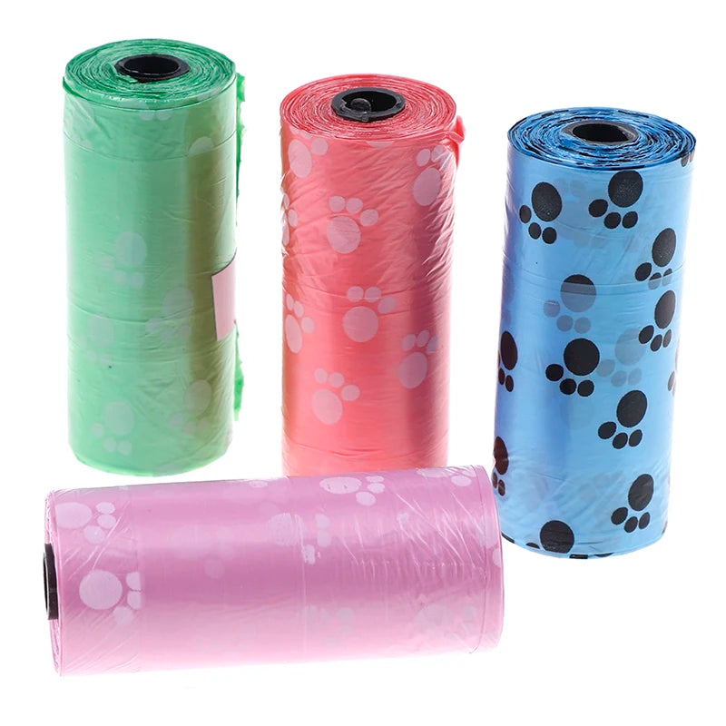 Hot Sale 1/10Roll Degradable Pet Dog Waste Poop Bag with Printing Doggy Bag for Cat Dog Color Random Delivery.