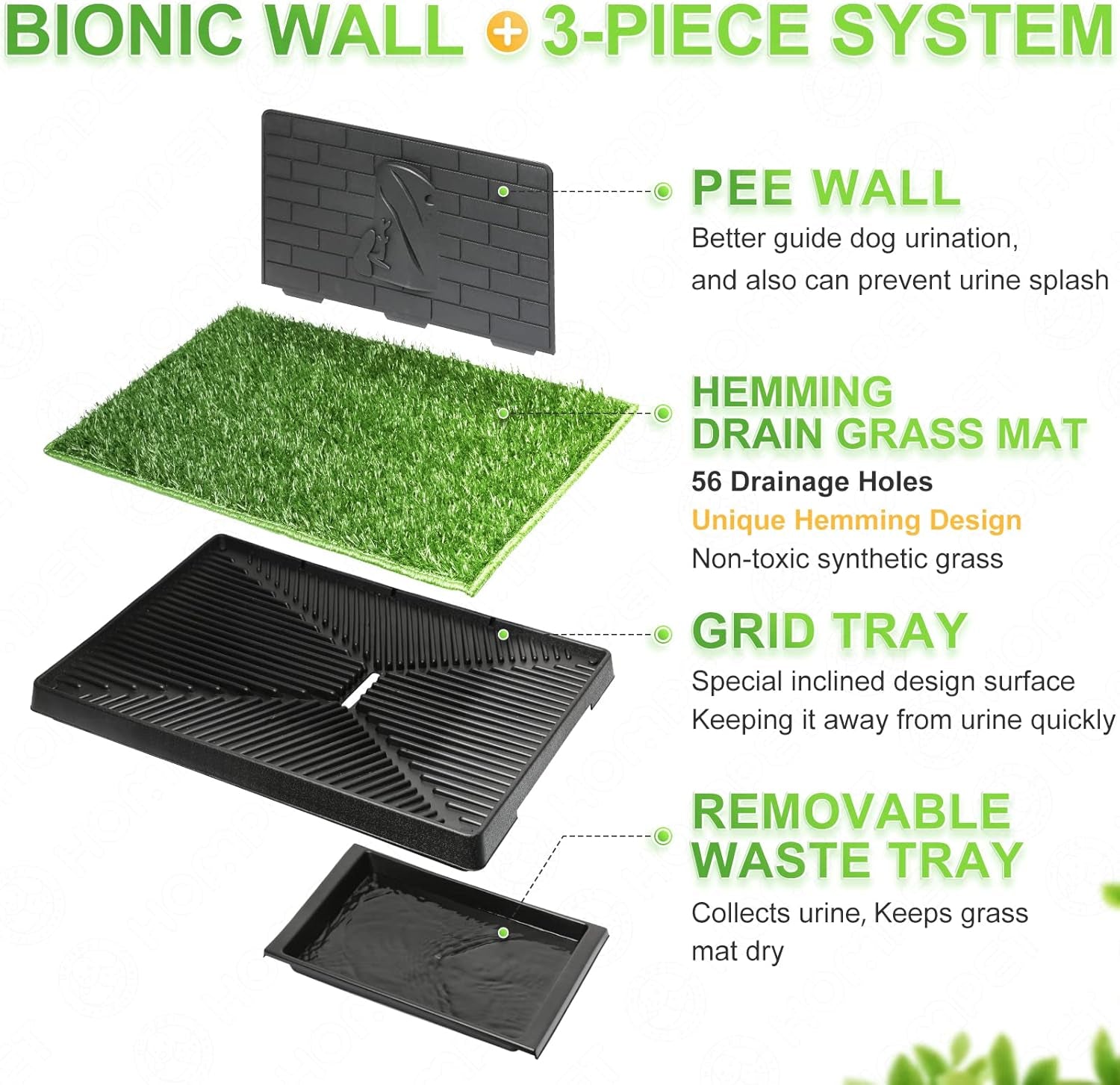 Dog Grass Pee Pads,Bionic Wall,Artificial Grass Bathroom Mat Pet Grass Mat Replacement for Indoor and Outdoor Use