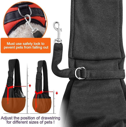 Small Dog Sling Carrier - Zipper Pocket & Adjustable Strap - for 3-10 Lbs Pets(Black)