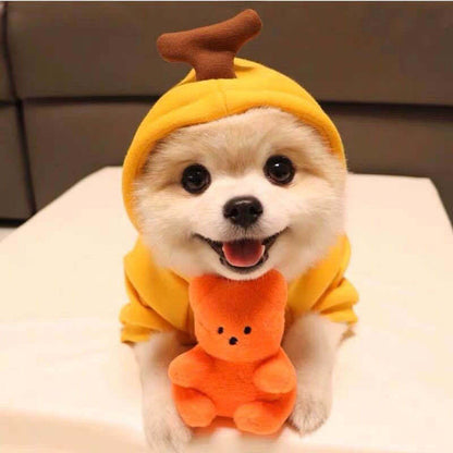 Cute Fruit Dog Clothes for Small Dogs Hoodies Winter Warm Fleece Pet Clothing Puppy Cat Costume Coat for French Chihuahua Outfit.