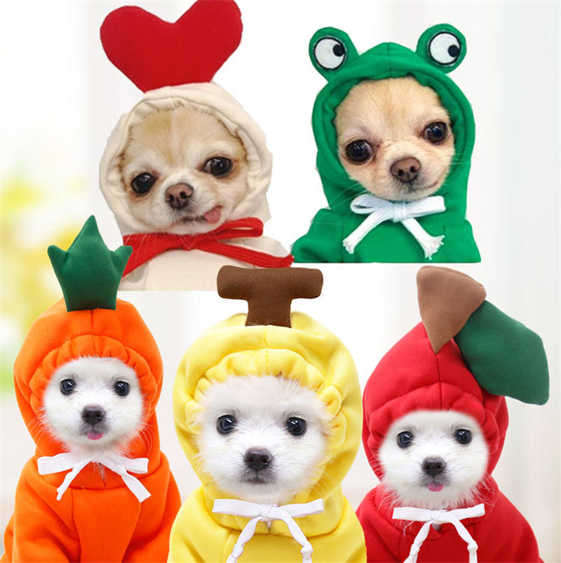 Cute Fruit Dog Clothes for Small Dogs Hoodies Winter Warm Fleece Pet Clothing Puppy Cat Costume Coat for French Chihuahua Outfit.