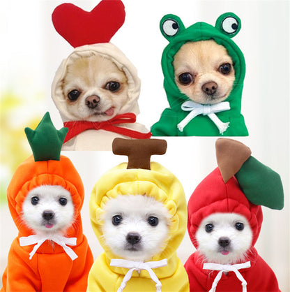 Cute Fruit Dog Clothes for Small Dogs Hoodies Winter Warm Fleece Pet Clothing Puppy Cat Costume Coat for French Chihuahua Outfit.