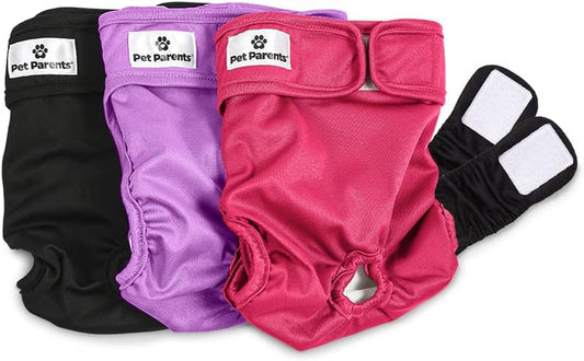 Premium Washable Dog Diapers & Extendrs, (3Pack) of Female Dog Diapers & Dog Diapers Male (X-Small, Princess)