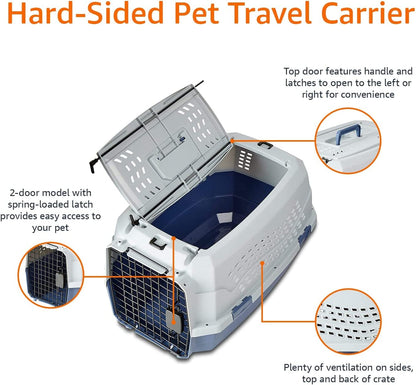 Two-Door Top-Load Hard-Sided Pet Travel Carrier, 58.4 Cm