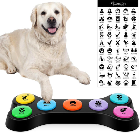 Dog Recordable Training Buttons, Set of 7 Colors, Dog Buttons for Communication, Dog Speech Training Buzzers, Loud Clear Already Recorded Words, Adjustable Volume