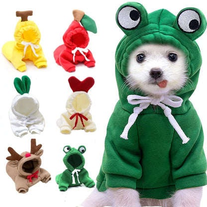 Cute Fruit Dog Clothes for Small Dogs Hoodies Winter Warm Fleece Pet Clothing Puppy Cat Costume Coat for French Chihuahua Outfit.