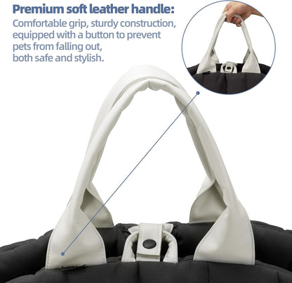 Dog Carrier for Medium Dogs, Travel Purse for Dogs up to 15 Lbs with Poop Bag Holder, Dog Collar Clip, Double-Sided Pad, Adjustable Leash, Waterproof Washable Bag, Monet Grey