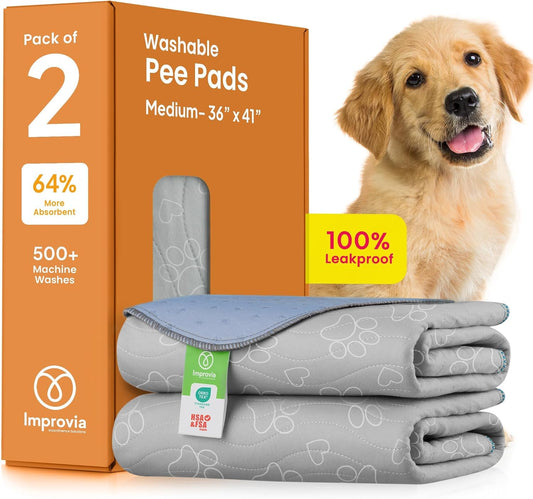 ® Reusable Puppy Pad – Waterproof, Extra-Absorbent, Washable Pee Pad for Dog Training, Whelping, & More – Protect Your Floors & Pet with Quick-Drying Potty Pad. 2 Pack - 36"X 41".