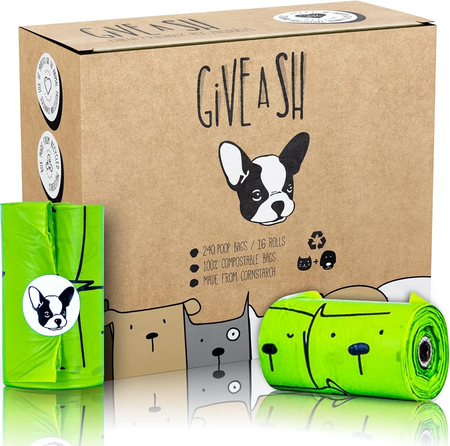 Certified Home Compostable Dog Poop Bags - 240 Pack (16 Rolls) - TUV OK HOME COMPOST Certified - Thick + Leakproof - 10% to Charity - Biodegradable Poop Bags for Dogs and Pet Waste - Doggie Supplies.