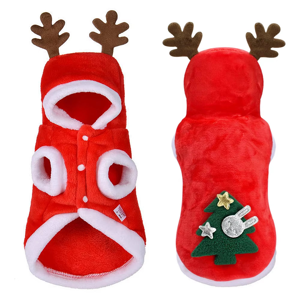 Christmas Cat Clothes Small Dogs Cats Santa Costume Kitten Puppy Outfit Hoodie Warm Pet Dog Clothes Clothing Accessories.