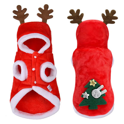 Christmas Cat Clothes Small Dogs Cats Santa Costume Kitten Puppy Outfit Hoodie Warm Pet Dog Clothes Clothing Accessories.