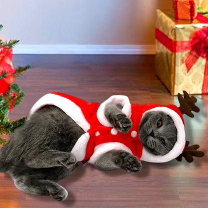 Christmas Cat Clothes Small Dogs Cats Santa Costume Kitten Puppy Outfit Hoodie Warm Pet Dog Clothes Clothing Accessories.