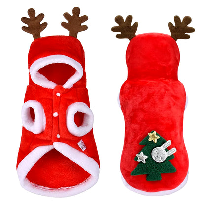 Christmas Cat Clothes Small Dogs Cats Santa Costume Kitten Puppy Outfit Hoodie Warm Pet Dog Clothes Clothing Accessories.
