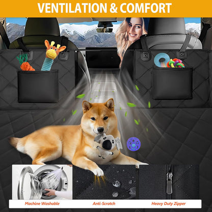 Back Seat Extender for Dogs-Large Space, Dog Car Seat Cover Hard Bottom Holds 400Lbs, Sturdy Backseat Extender for Dogs, Waterproof Dog Hammock for Car Dog Car Bed for Car, SUV, Truck Black.