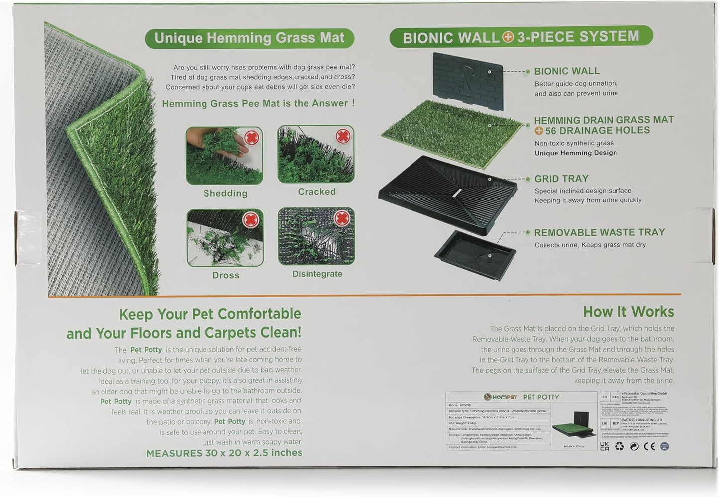 Dog Grass Pee Pads,Bionic Wall,Artificial Grass Bathroom Mat Pet Grass Mat Replacement for Indoor and Outdoor Use