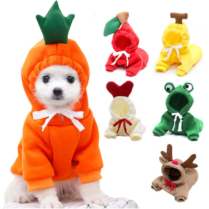 Cute Fruit Dog Clothes for Small Dogs Hoodies Winter Warm Fleece Pet Clothing Puppy Cat Costume Coat for French Chihuahua Outfit.