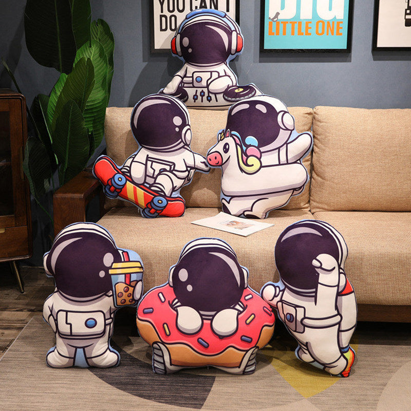 Simulation Space Series Plush Pillow Toys Astronaut Spaceman Rocket Spacecraft Stuffed Doll Nap Pillow Kids Birthday Gifts.