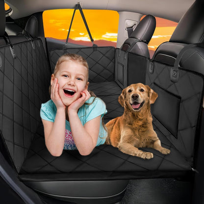 Back Seat Extender for Dogs-Large Space, Dog Car Seat Cover Hard Bottom Holds 400Lbs, Sturdy Backseat Extender for Dogs, Waterproof Dog Hammock for Car Dog Car Bed for Car, SUV, Truck Black.